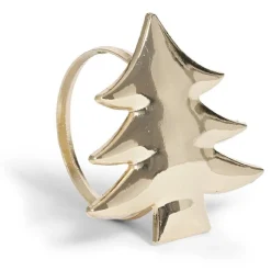 Rond serviette sapin métal rose x4