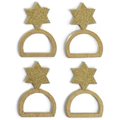 Rond serviette étoile bois doré x6