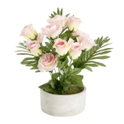 Roses articielles dans pot en ciment Ø20xH34cm < Gifi New