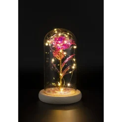 Rose sous cloche en verre avec LED Ø11,8xH19,5cm < Gifi New