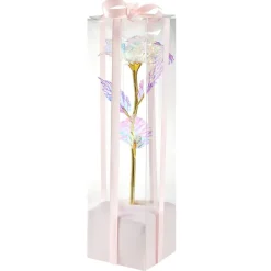 Rose éternelle irisée lumineuse avecLED 15x15xH50cm (3 modèles) < Gifi Online