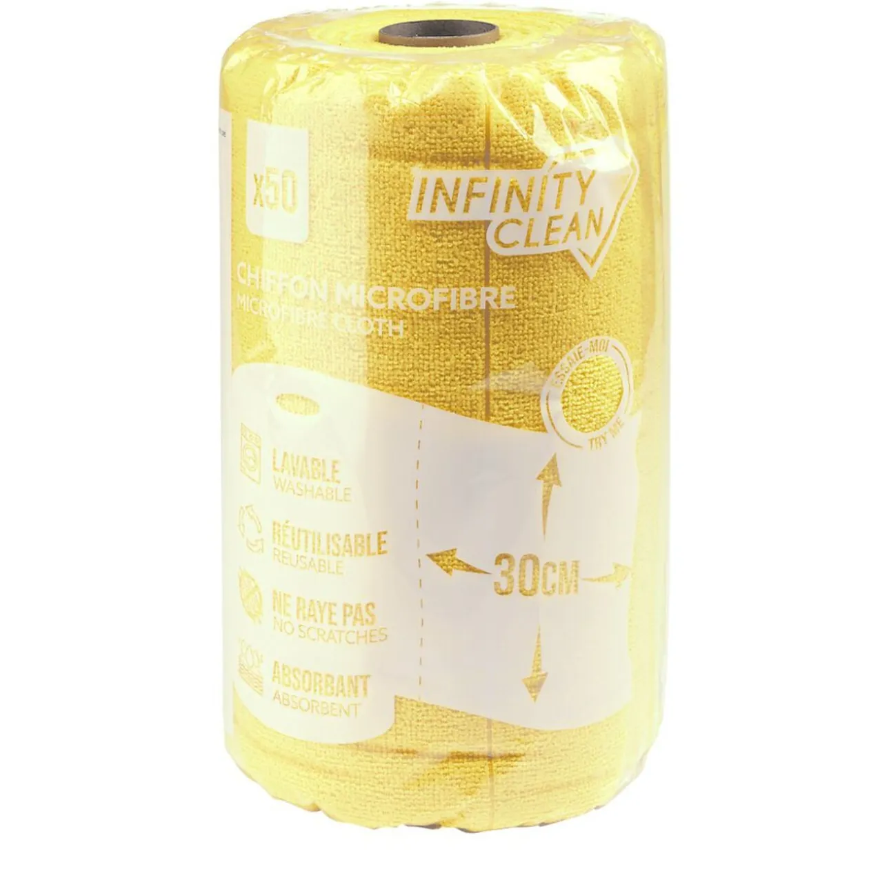 Rouleau de 50 chiffons en microfibre Infinity clean orange Ø13xH30cm