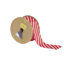 Rouleau ruban imprimé diagonal rouge et blanc 2,7m