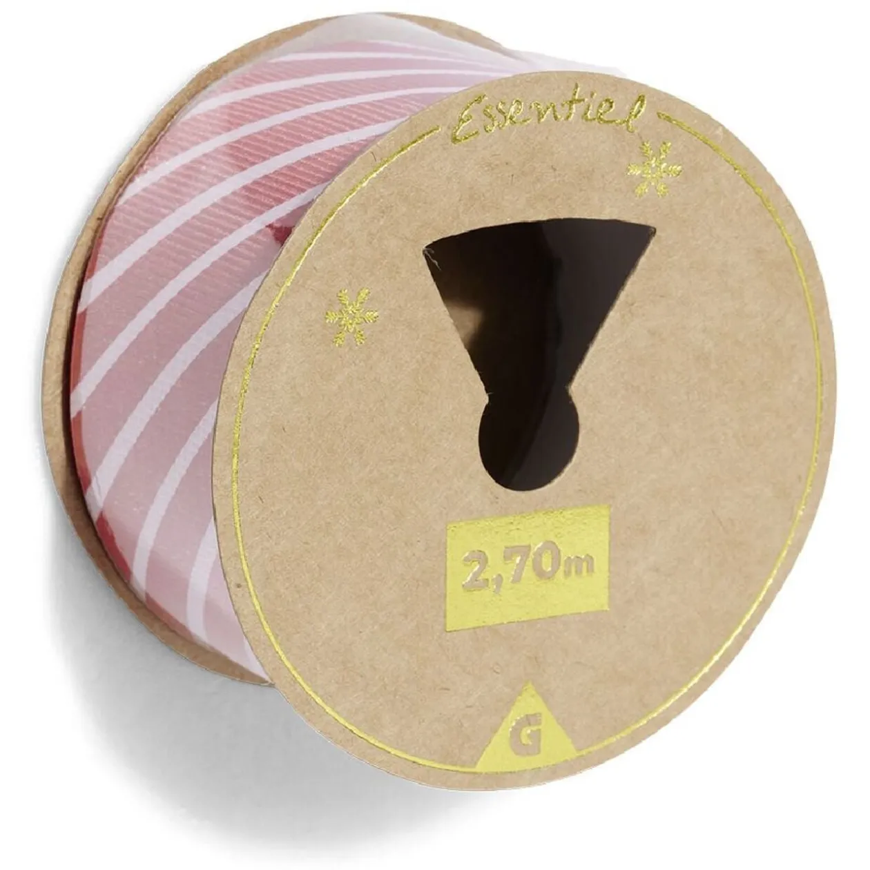 Rouleau ruban imprimé diagonal rouge et blanc 2,7m