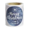 Rouleau étiquette autocollante Merry Christmas iridescent bleu Ø3cm x50