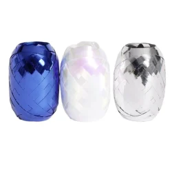 Ruban bolduc argenté blanc bleu 10m x3