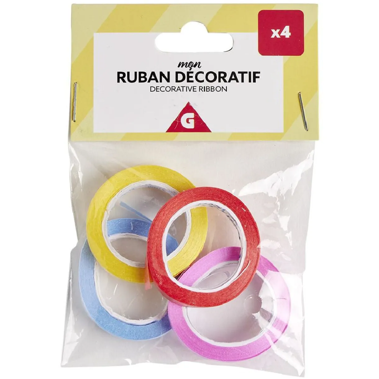 Ruban décoratif coloré x4 - 0,5x500cm < Gifi Discount