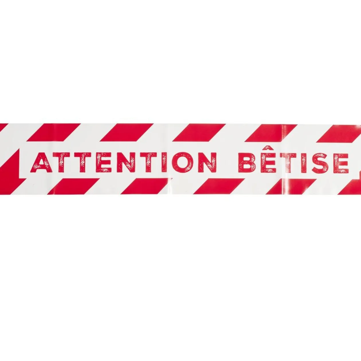 Ruban zone "attention bétise" plastique rouge et blanc 5m