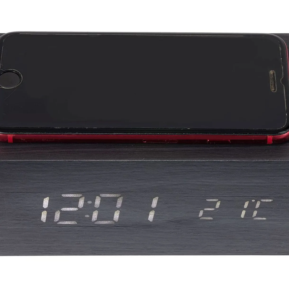 Réveil chargeur sans fil bois noir < Gifi Outlet