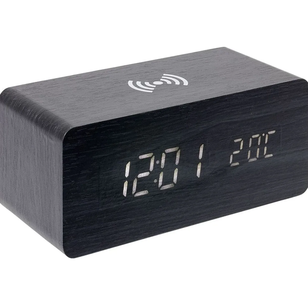 Réveil chargeur sans fil bois noir < Gifi Outlet