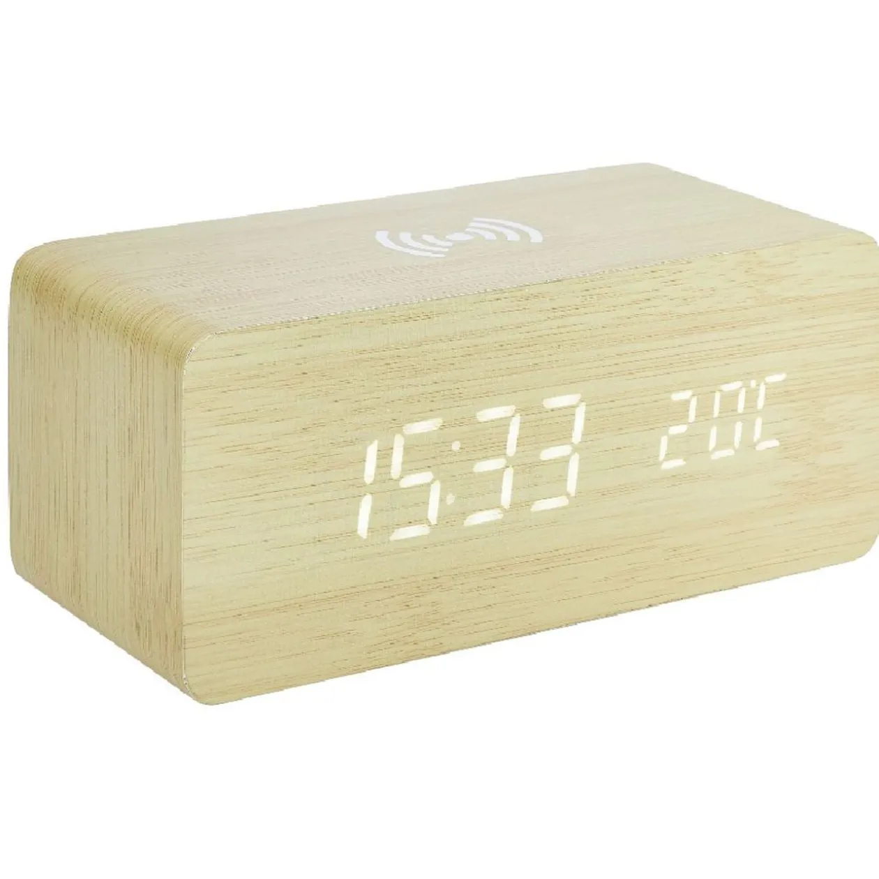 Réveil rectangulaire bois naturel