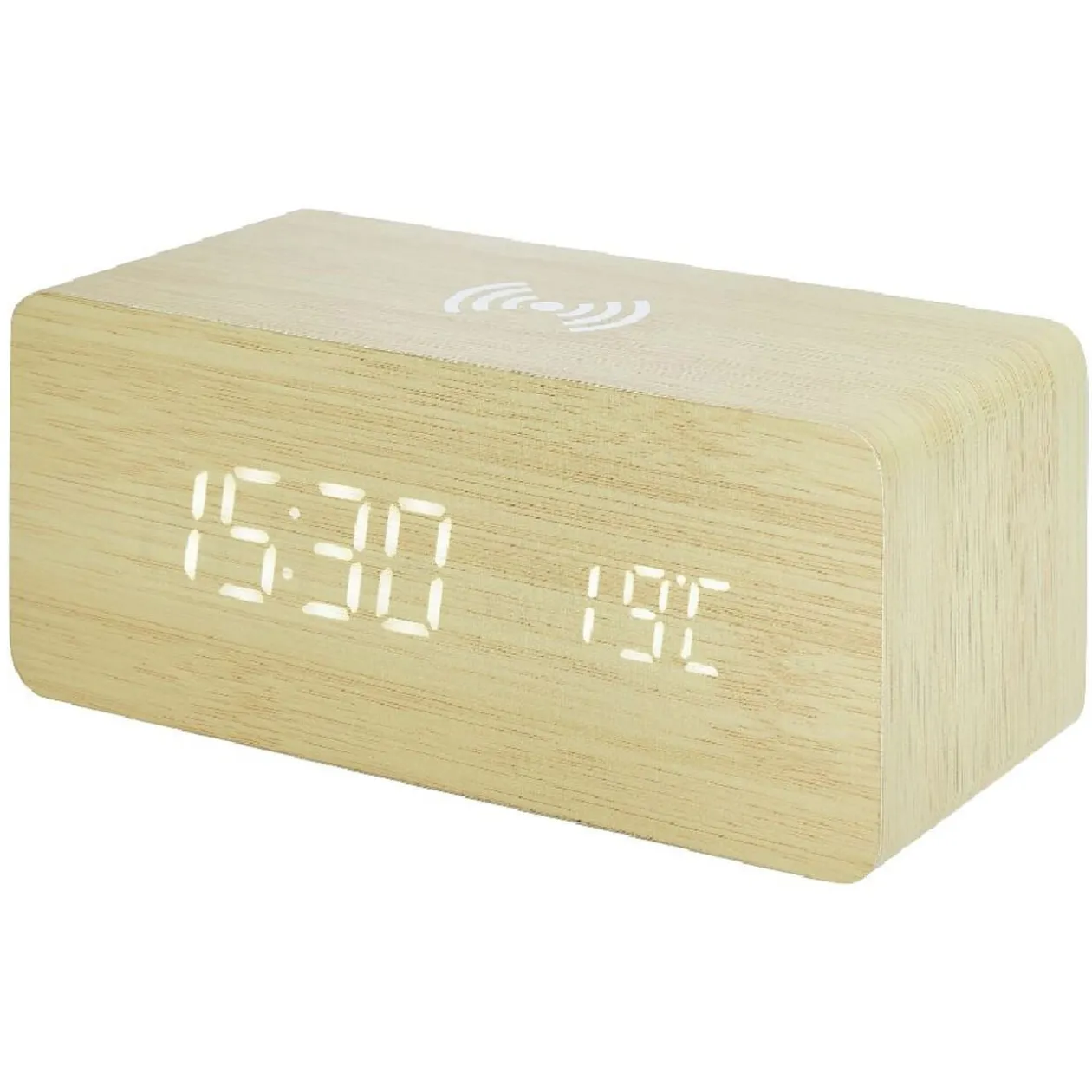 Réveil rectangulaire bois naturel