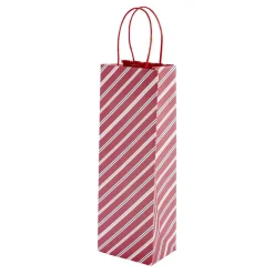 Sac cadeau bouteille rayures rouges et blanches H35cm < Gifi Outlet