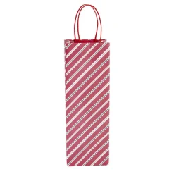 Sac cadeau bouteille rayures rouges et blanches H35cm < Gifi Outlet