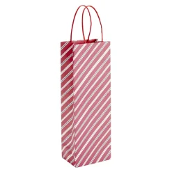 Sac cadeau bouteille rayures rouges et blanches H35cm < Gifi Outlet