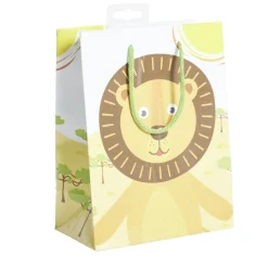 Sac cadeau enfant lion beige et marron - Taille M
