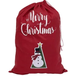 Sac cadeau hotte en feutrine rouge motif Noël