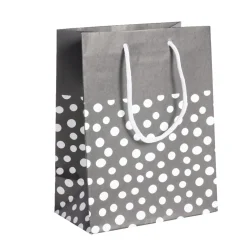 Sac cadeau kraft noir à pois blancs - Taille M < Gifi Online