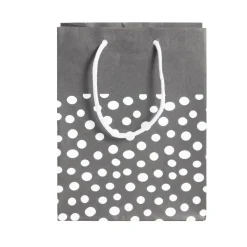 Sac cadeau kraft noir à pois blancs - Taille M < Gifi Online