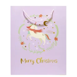 Sac cadeau Noël enfant licorne ou dinosaure 26xH32cm - 2 modèles
