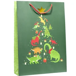 Sac cadeau Noël enfant licorne ou dinosaure 33xH46cm (2 modèles)