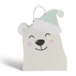 Sac cadeau Noël en papier forme tête ours blanc 25,5xH31,5cm < Gifi New