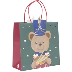 Sac cadeau Noël fantasia ourson vert et rouge 23x9xH25cm
