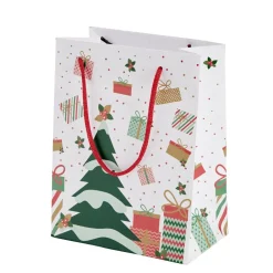 Sac cadeau Noël motif traditionnel 17,5x10xH23cm