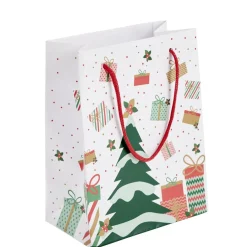 Sac cadeau Noël motif traditionnel 17,5x10xH23cm