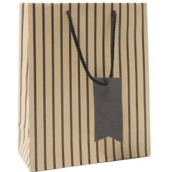 Sac cadeau papier marron à rayures noires 26x12xH32cm < Gifi Online