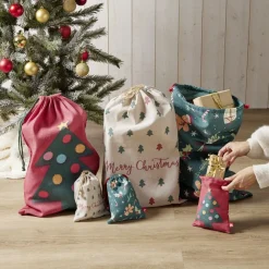 Sac cadeau tissu réutilisable 40x60cm (3 modèles)