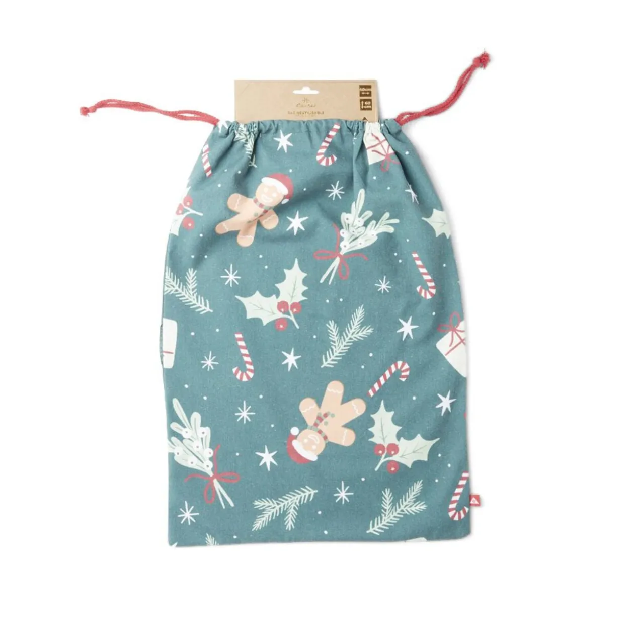 Sac cadeau tissu réutilisable 40x60cm (3 modèles)