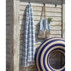 Sac de plage avec fouta à rayures 90x170cm (2 modèles bleu ou rose) < Gifi Discount