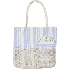 Sac de plage avec fouta à rayures 90x170cm (2 modèles bleu ou rose) < Gifi Discount