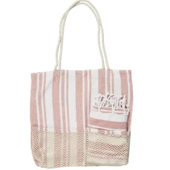 Sac de plage avec fouta à rayures 90x170cm (2 modèles bleu ou rose) < Gifi Discount