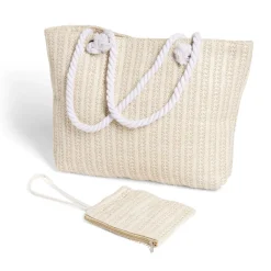 Sac de plage beige polyester et coton < Gifi Best