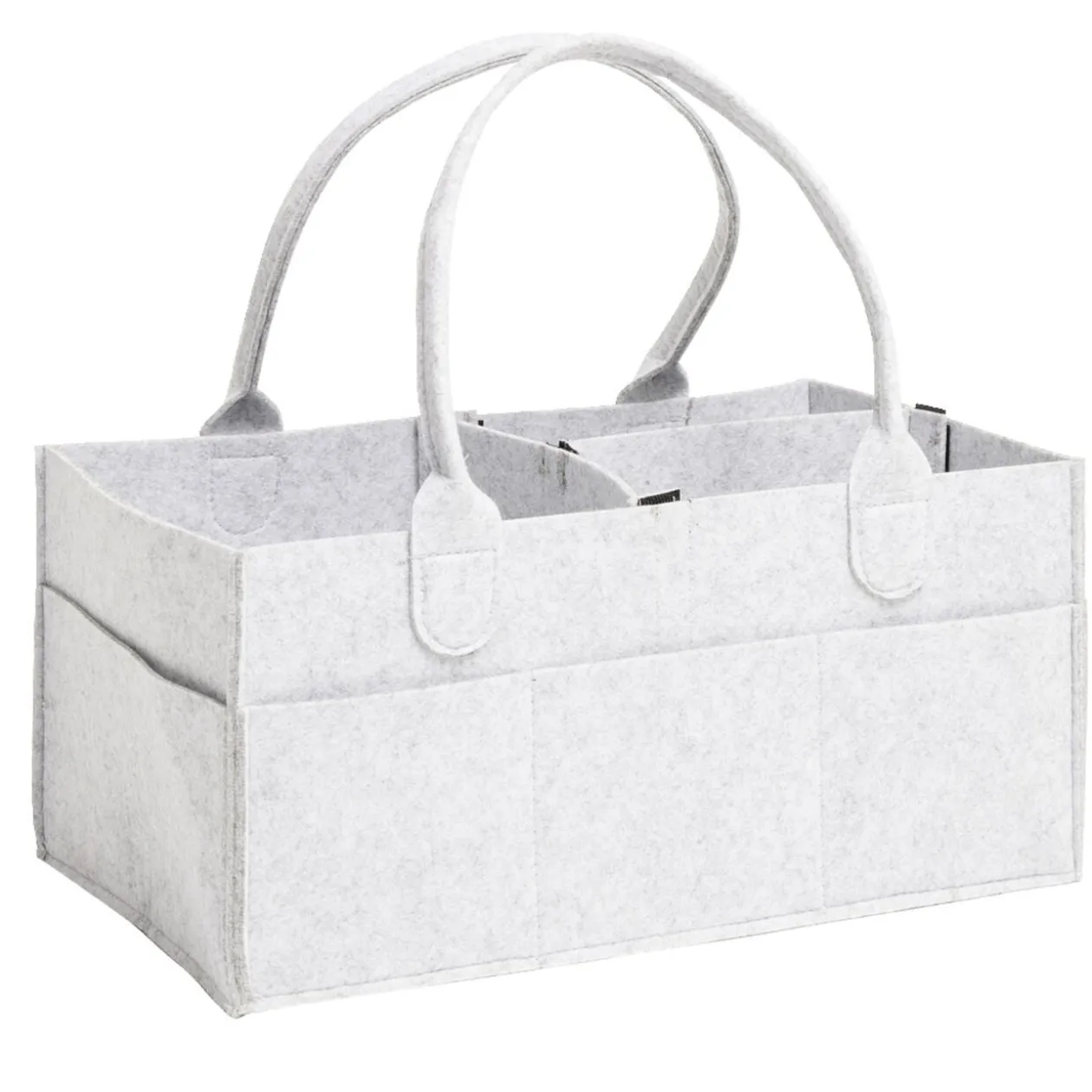 Sac de rangement 11 compartiments feutrine grise 39x23xH18cm