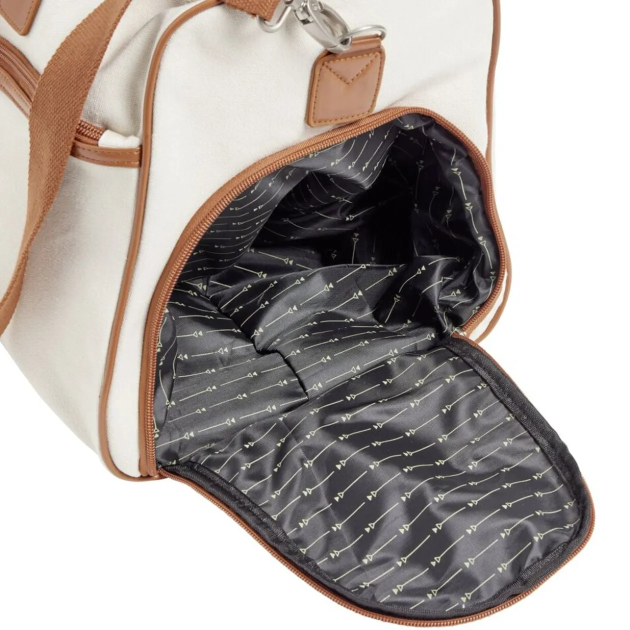 Sac de voyage canevas beige et marron 49x24xH31cm