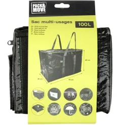 Sac déménagement 100L avec poignées polyéthylène noir < Gifi