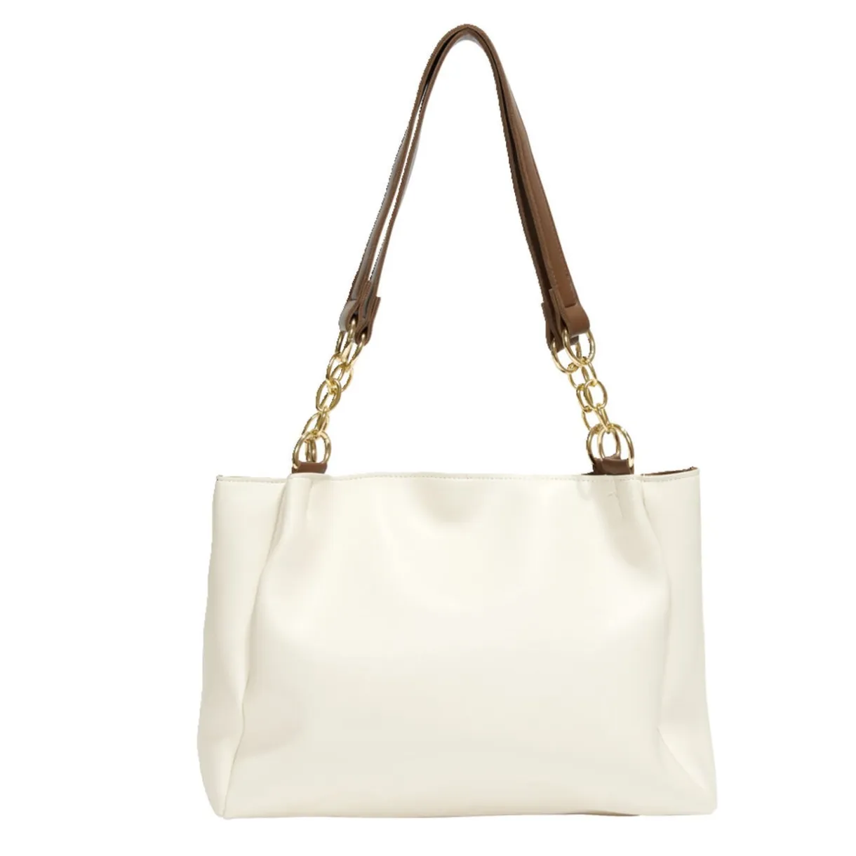Sac femme fourre-tout simili anse chaîne dorée 33x11xH24cm - 2 modèles noir ou beige < Gifi New