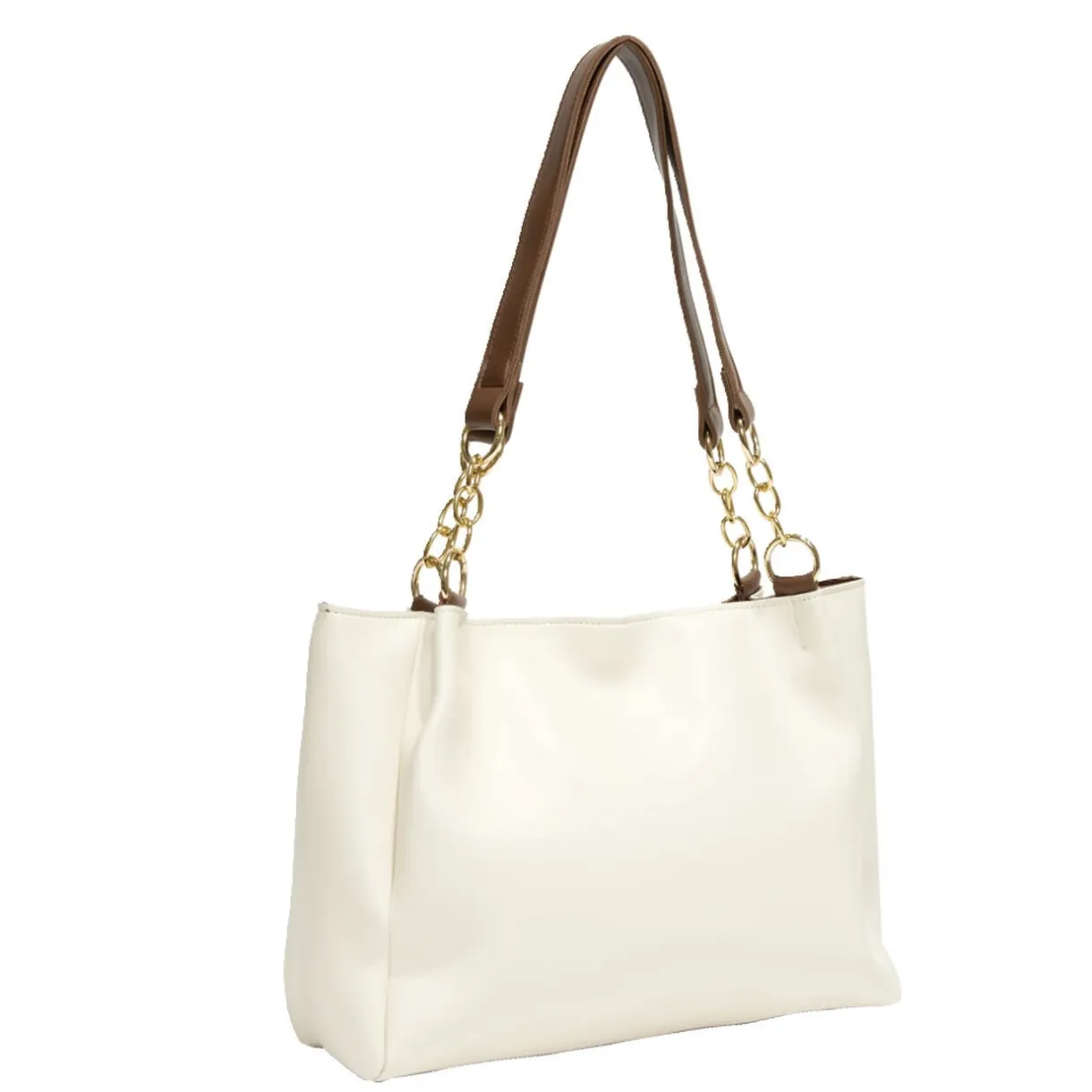 Sac femme fourre-tout simili anse chaîne dorée 33x11xH24cm - 2 modèles noir ou beige < Gifi New