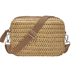 Sac à main bandoulière effet paille fermeture zippée 21x7xH15cm (2 modèles)