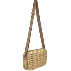 Sac à main bandoulière effet paille fermeture zippée 21x7xH15cm (2 modèles)