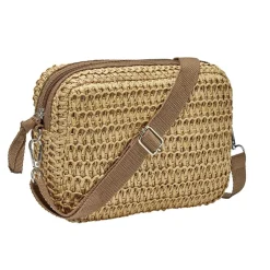 Sac à main bandoulière effet paille fermeture zippée 21x7xH15cm (2 modèles)
