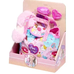 Sac à main enfant chien peluche polyester rose 23,5x6xH27,5cm