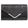 Sac pochette de soirée satiné et pailleté 24x5,6xH14cm - 2 modèles noir ou doré