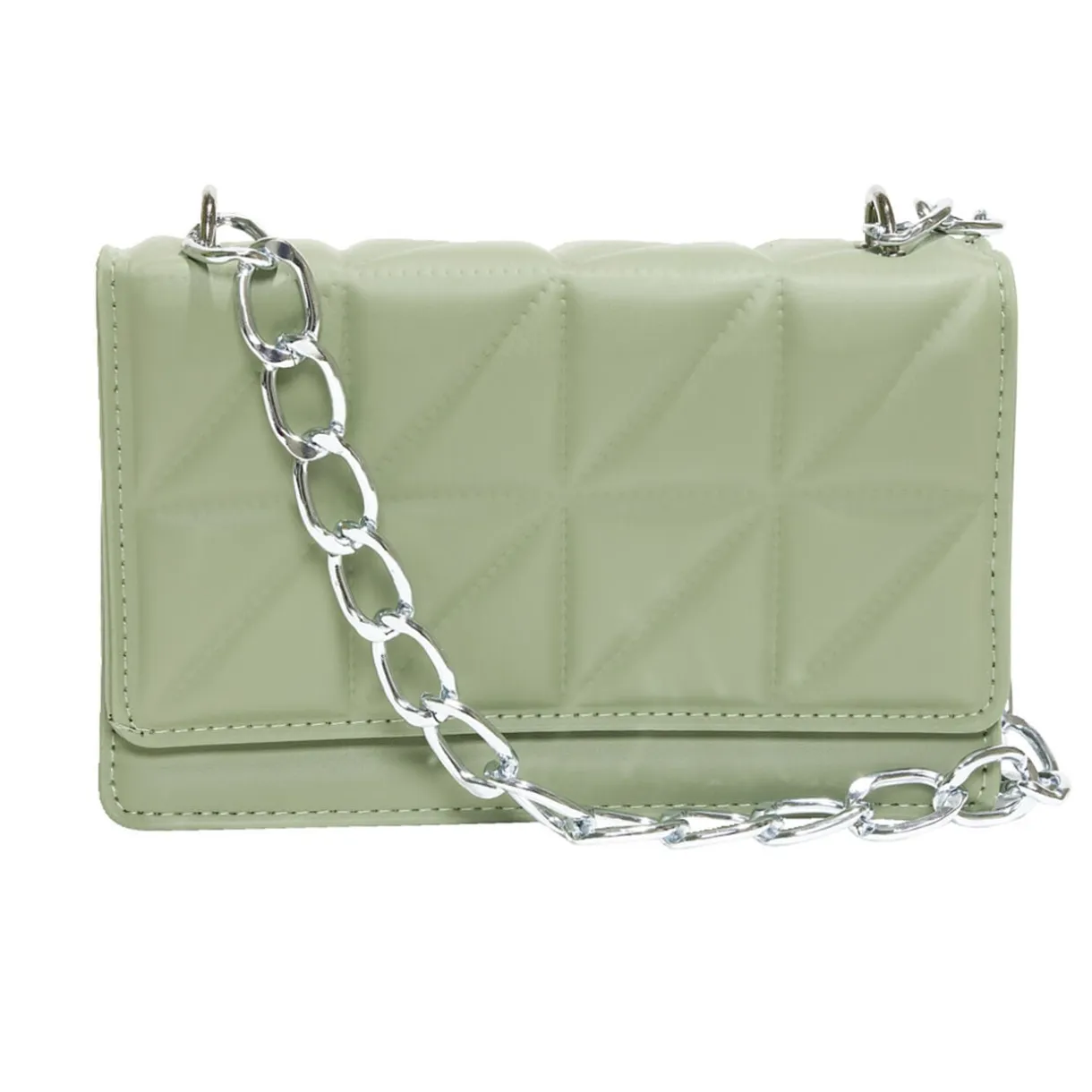 Sac pochette effet matelassée avec chaîne métal 20xH13cm - 2 modèles noir ou vert < Gifi Discount