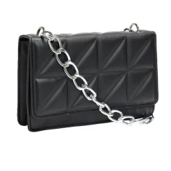 Sac pochette effet matelassée avec chaîne métal 20xH13cm - 2 modèles noir ou vert < Gifi Discount