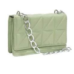 Sac pochette effet matelassée avec chaîne métal 20xH13cm - 2 modèles noir ou vert < Gifi Discount