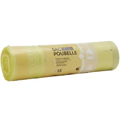 Sac poubelle 50 litres à lien coulissant jaune transparent x15 < Gifi Best